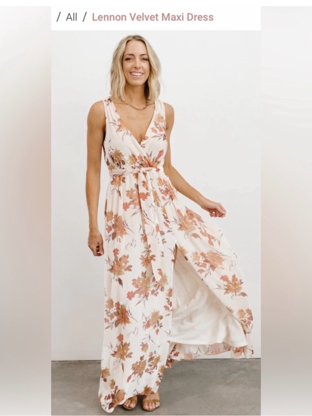 Baltic Born Cream Maxi Dress with Rust Floral Print